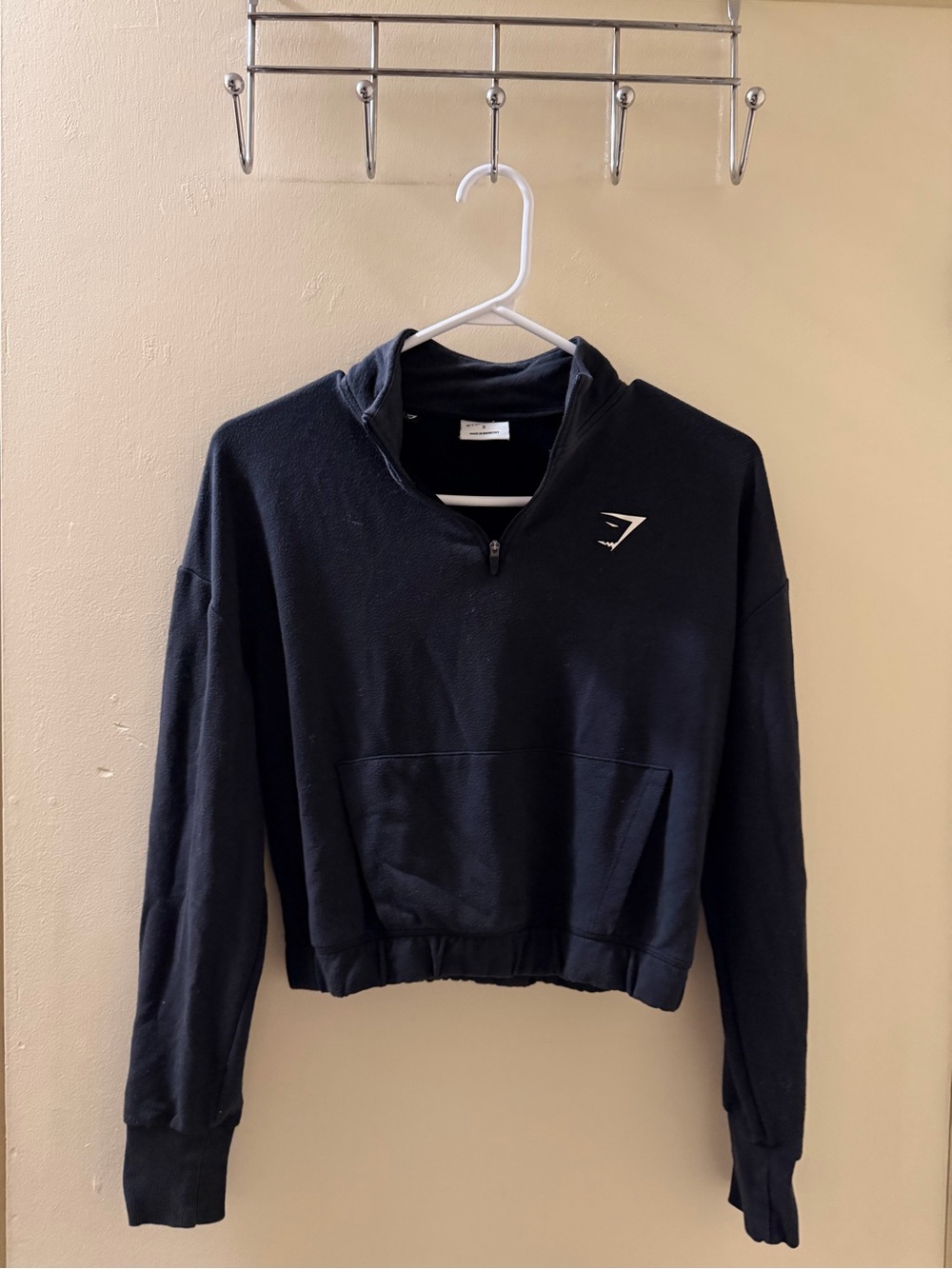 Gymshark Black Cropped Quarter-Zip Cowl Sweatshirt